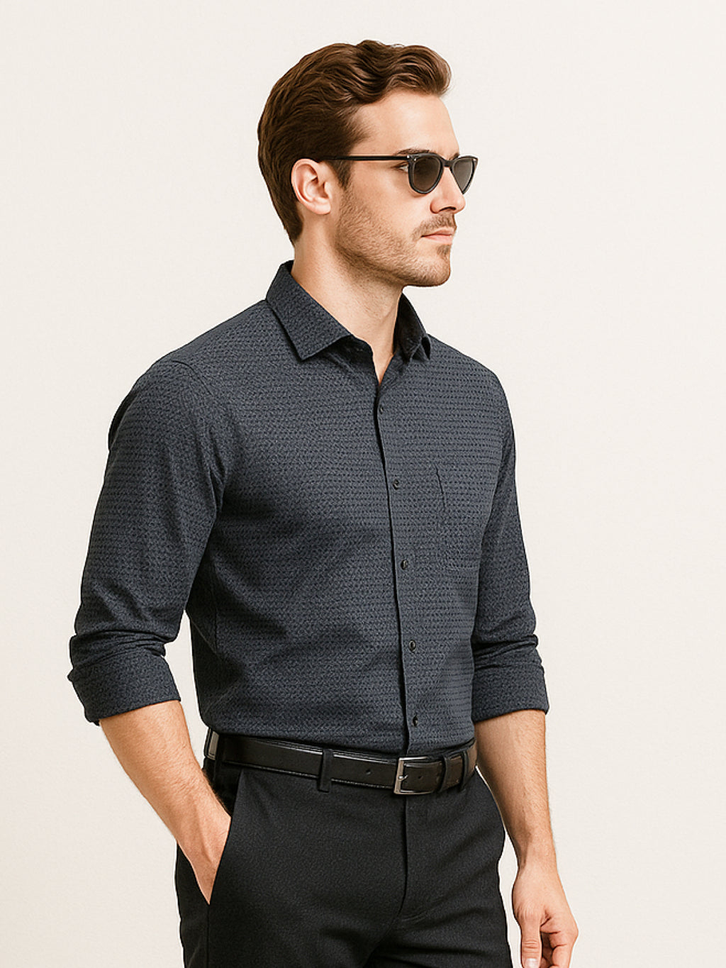 Ash Gray Print Mosaic Shirt