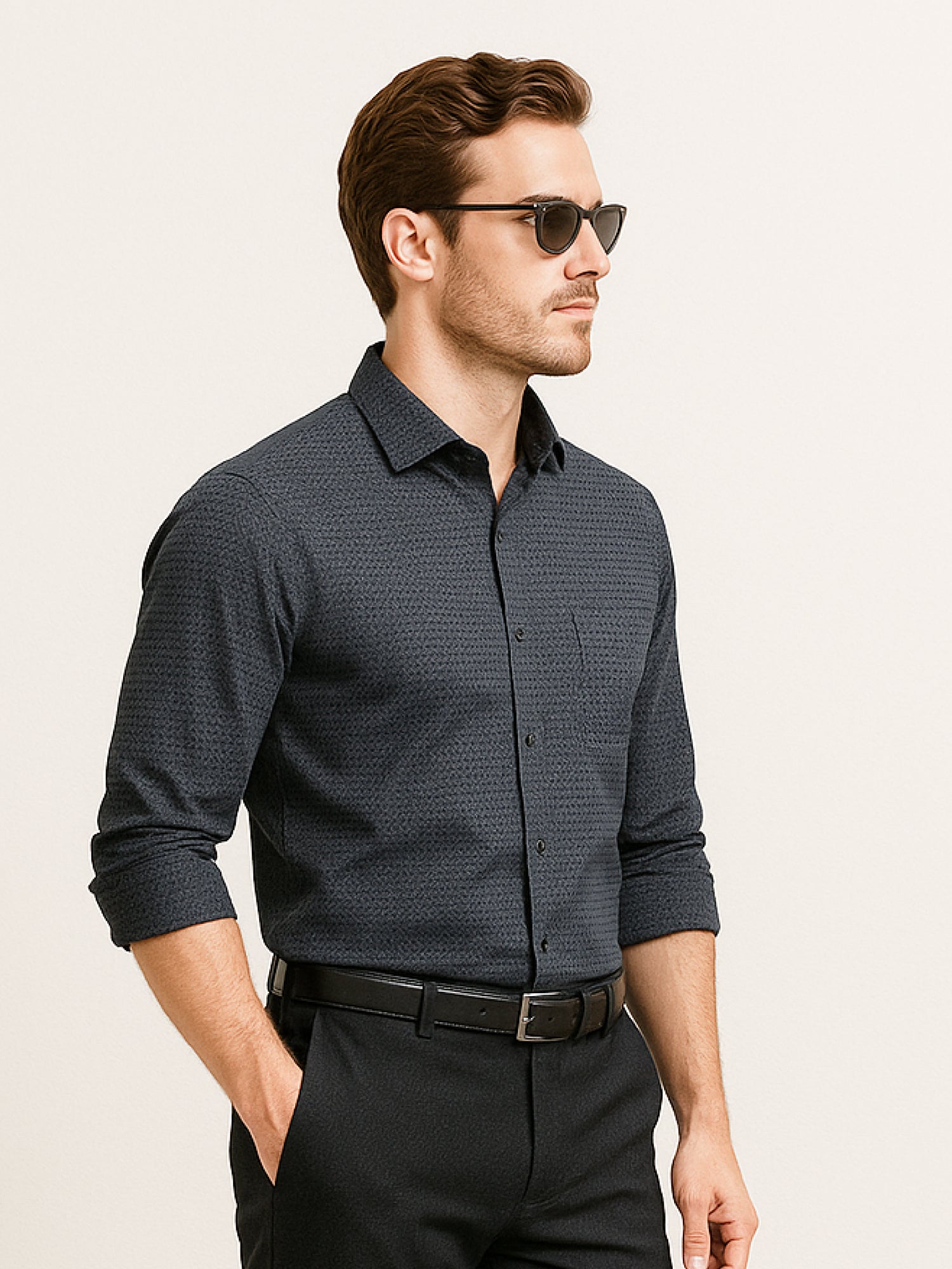 Ash Gray Print Mosaic Shirt