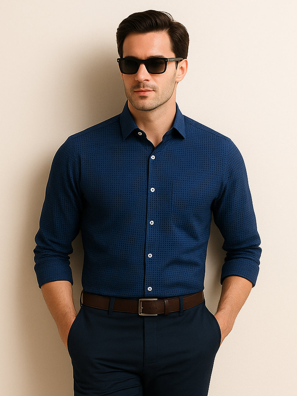 Navy Print Mosaic Shirt