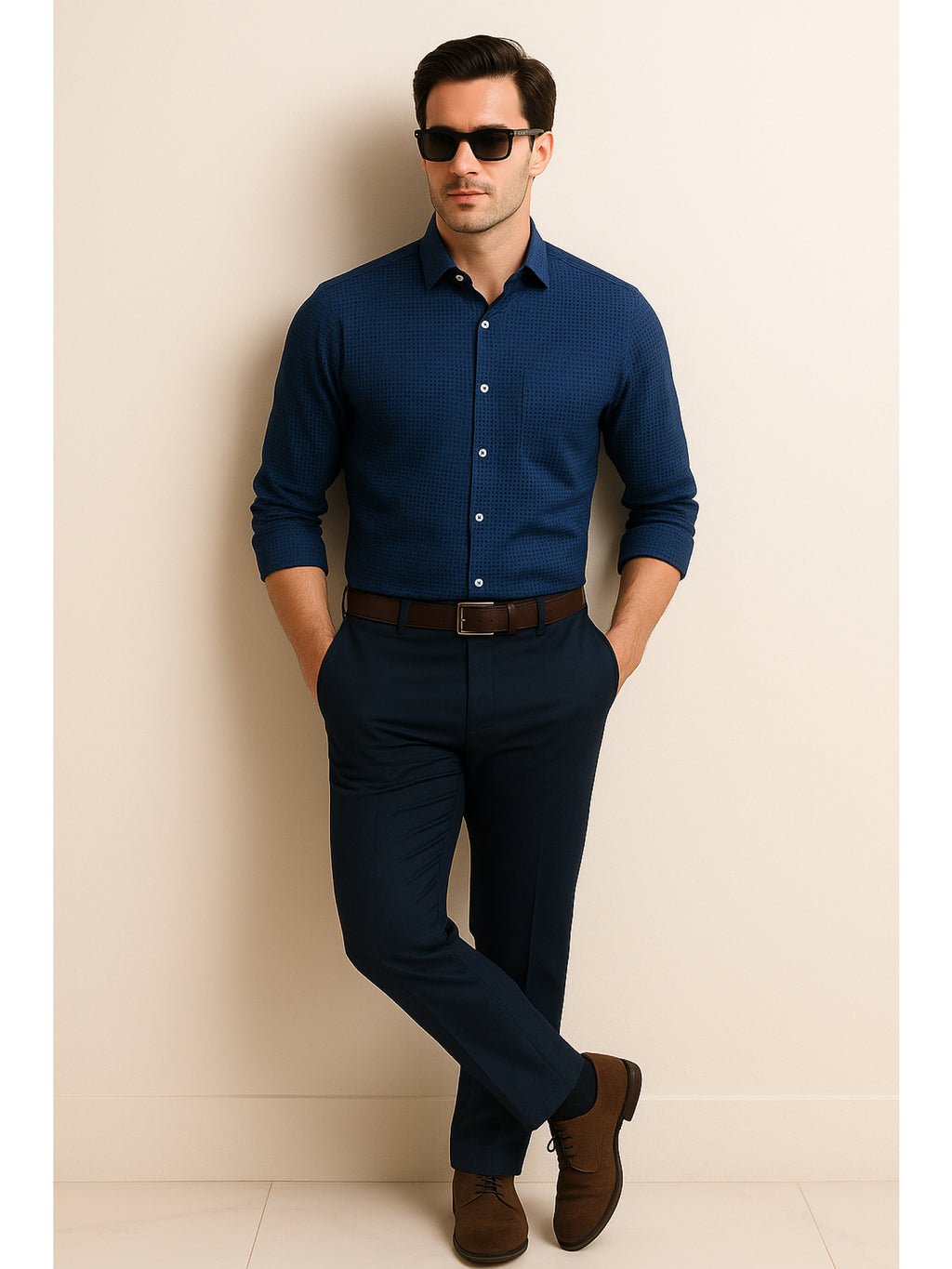 Navy Print Mosaic Shirt