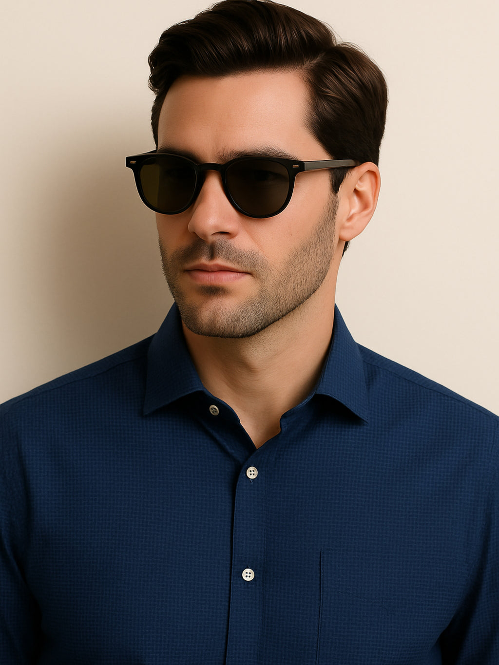 Navy Print Mosaic Shirt