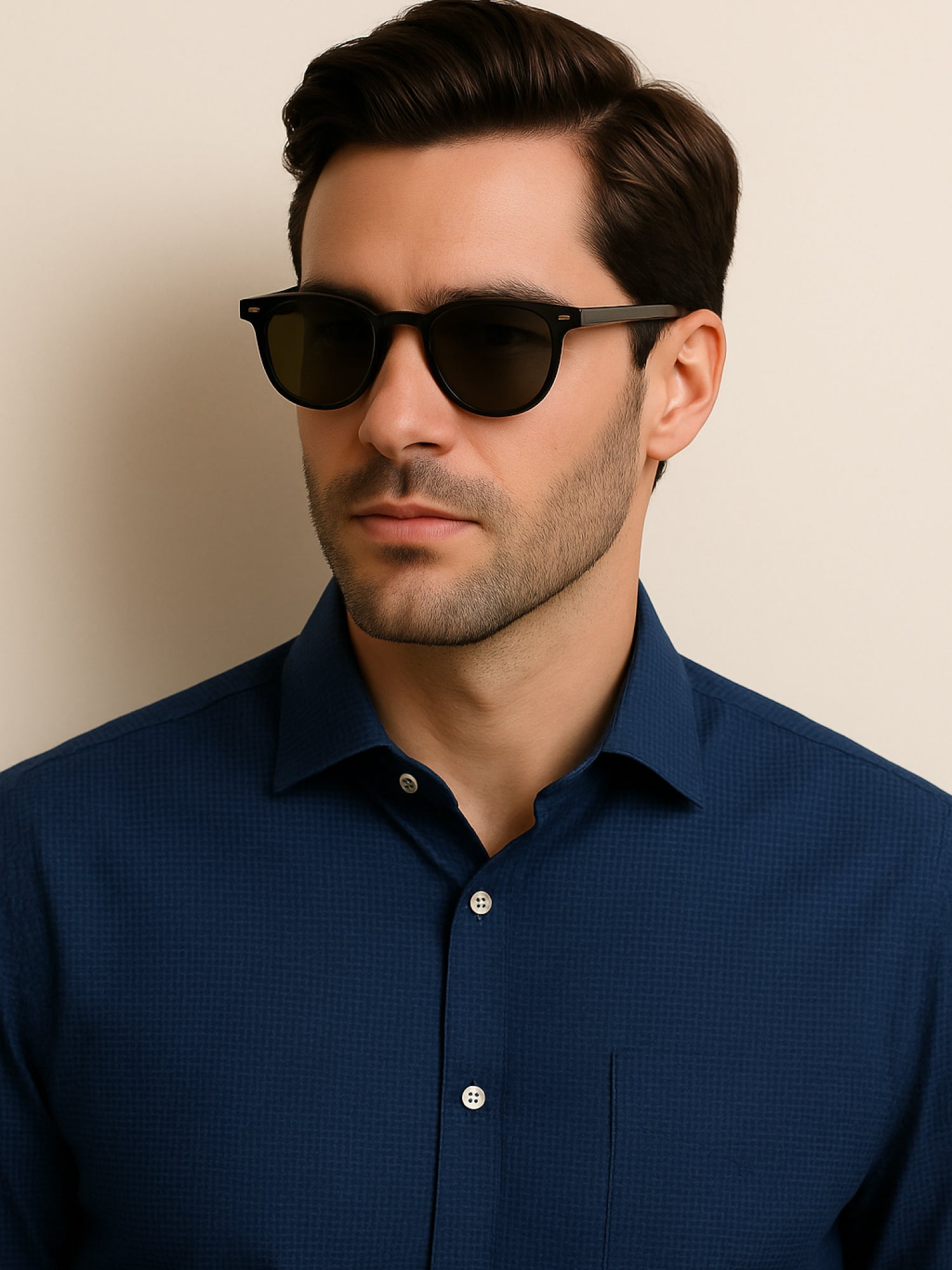 Navy Print Mosaic Shirt