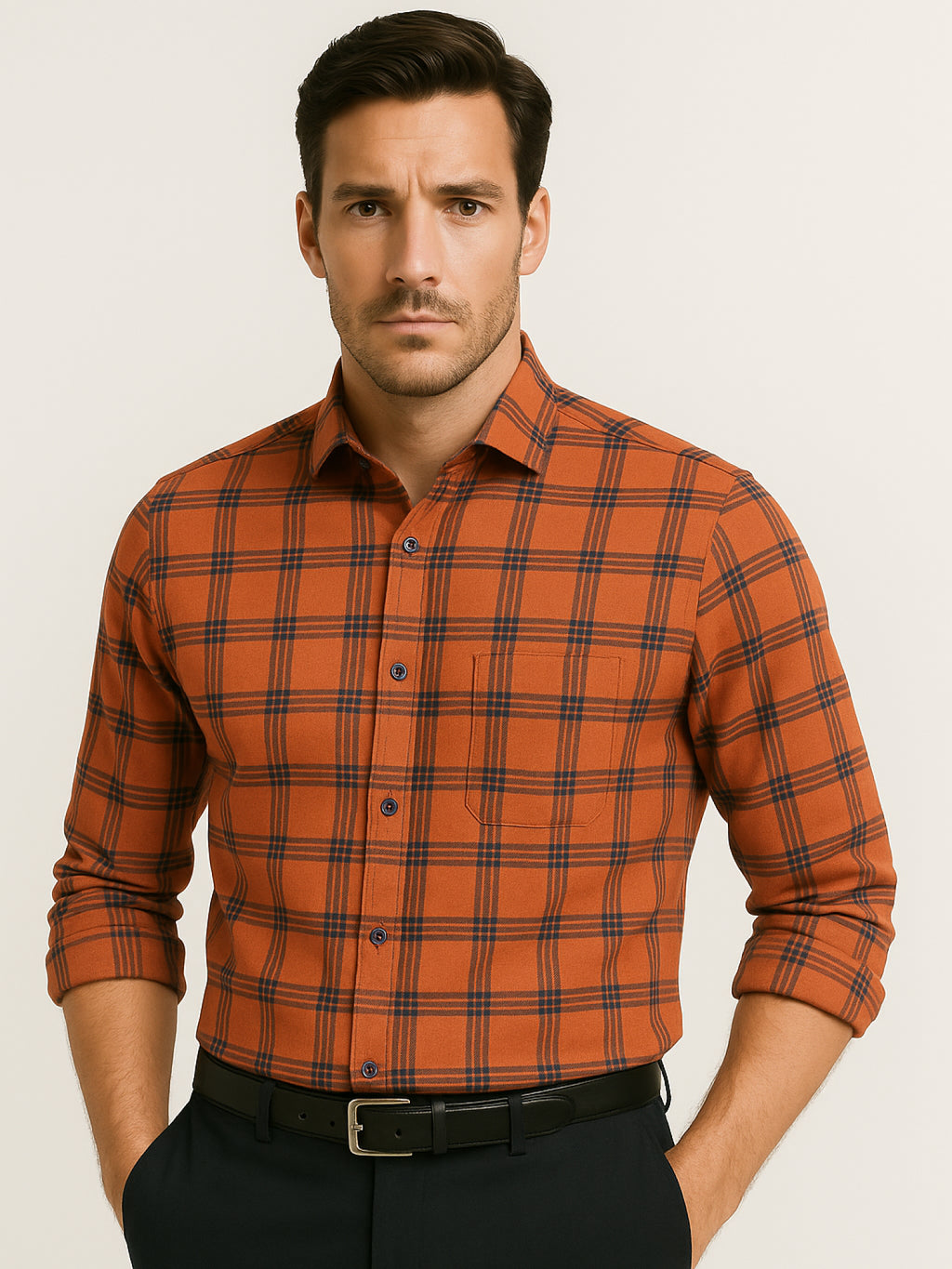 Orange Rust Checks Shirt