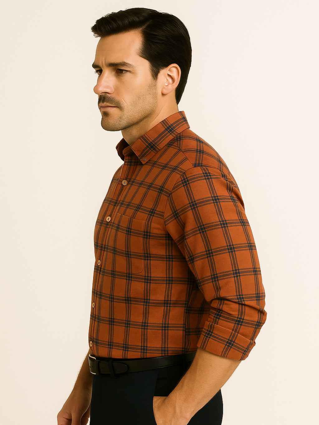 Orange Rust Checks Shirt