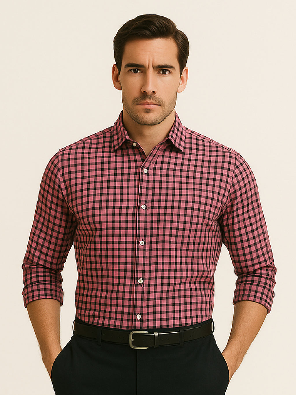 Pink Check Full Sleeve Shirt