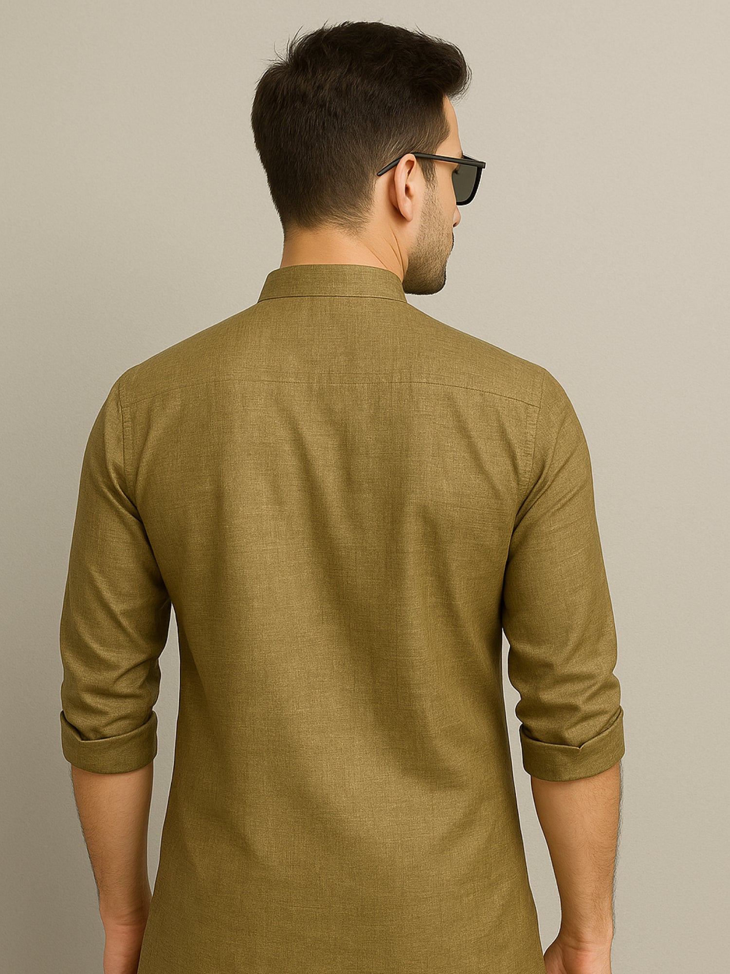 Khaki Gold Short Kurta